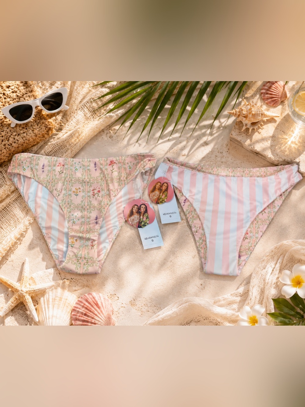NWT Agua Bendita x Target Reversible Floral Stripe Bikini Bottoms XXL Pink Swim